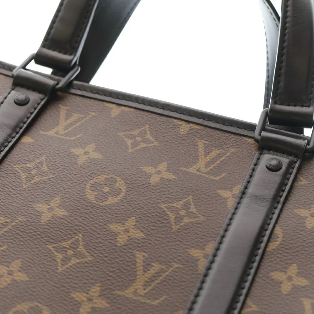 LOUIS VUITTON Macassar Brown Weekend Tote Bag Handbag Black Brown - Picture 5 of 6